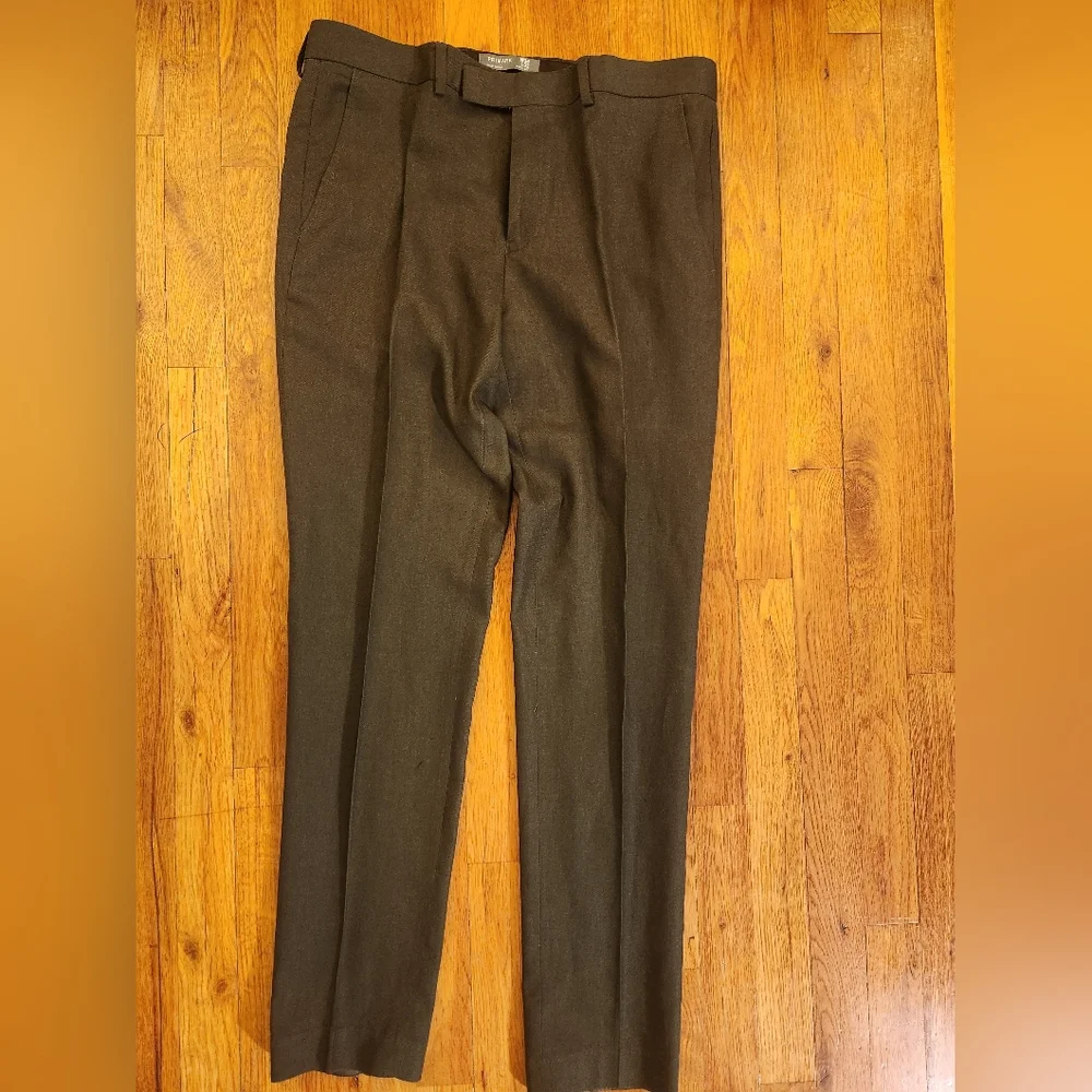 Primark Olive Green Men's Linen & Cotton Slim Cut Single Breasted Suit Size 46R - Picture 9 of 16